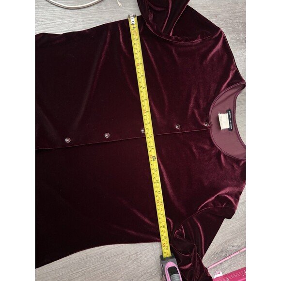 Vtg 90s Esprit De Corp Velvet Cardigan Snap Front Whimsigoth Burgundy USA made L - Picture 6 of 8